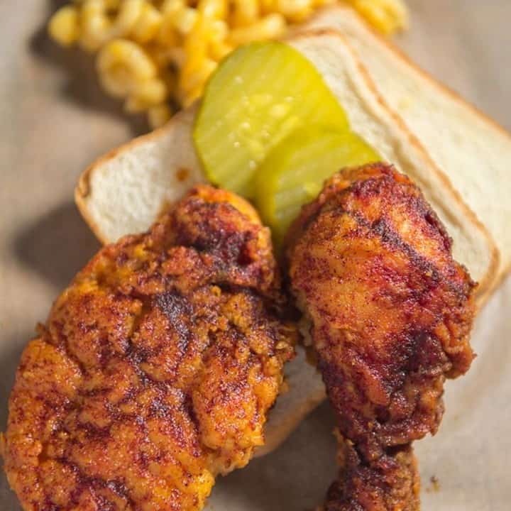 Nashville Hot Chicken 🔥🔥🔥⁣
⁣
Crispy, golden fried “hot chicken” smothered with a cayenne flavored oil, just like they do it in Nashville! This hot chicken has the right amount of heat to allow those authentic bold flavors to shine through without being painful. Feel free to dial up the cayenne if you like it extra hot!⁣
⁣
Link in Bio :) ⁣
⁣
#cayenne #cayennepepper #nashvillehotchicken #hotchicken #spicyfood #spicy #homemade #friedchicken #southerncomfort #nashvilletn #whitebread #tastesjustlikeamemory #